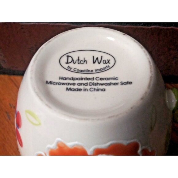Dutch Wax Coastline Imports Hand Painted Ceramic Coffee Cup Mug Floral Design - Picture 6 of 9